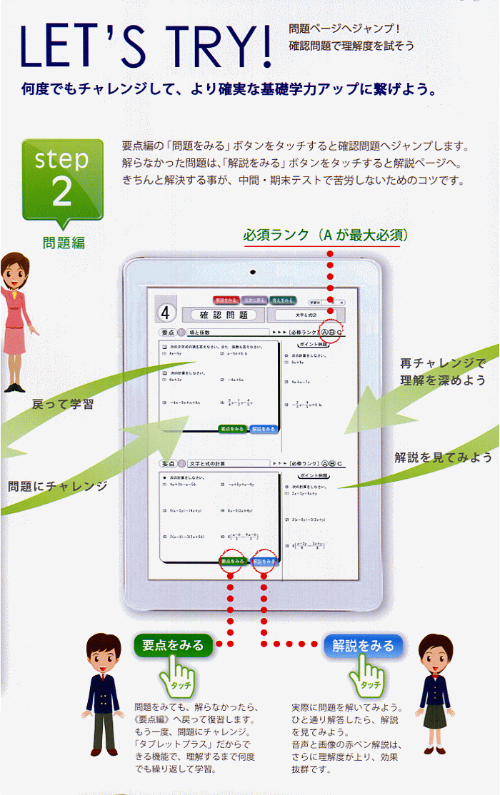 中学生タブレット教材 「タブレットプラス」中学校編・問題編