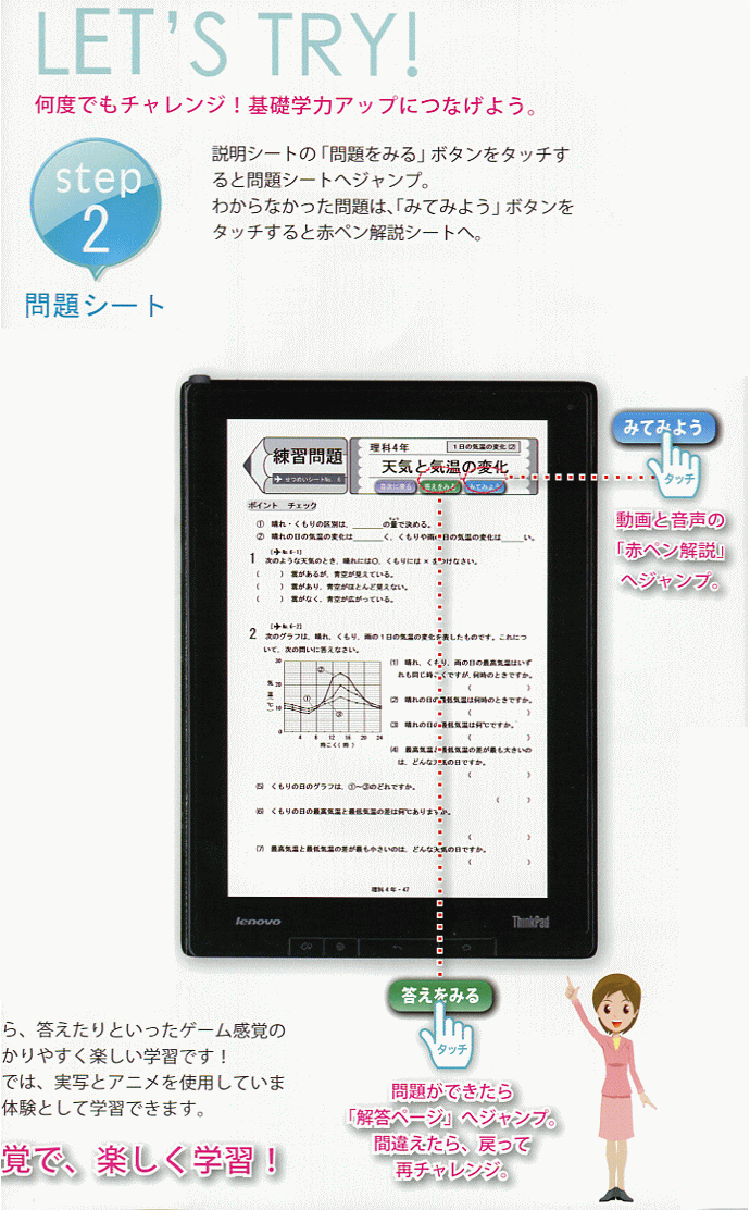 小学生タブレット教材「タブレットプラスα（アルファ）」小学校高学年編 4段階のステップ学習 step2　問題シート